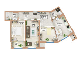 Apartament cu 2 camere, 67 m², Centru, Hîncești foto 3