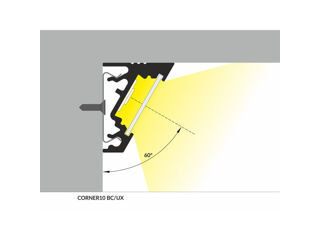 Profil din aluminiu de colt CORNER 10 pentru banda LED - anodizat 2m - set complet Profilul LED de c foto 2