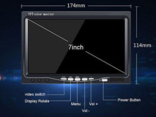 7-дюймовый универсальный монитор заднего вида для камеры заднего вида и передней камеры ,новые, foto 2