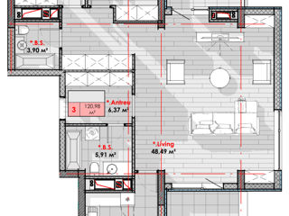 Apartament cu 3 camere, 120 m², Râșcani, Chișinău foto 2