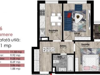 Apartament cu 2 odai-45m2 !Darea in exploatare-Decembrie 2020 foto 4