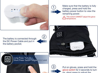 Mănuși cu încălzire electrică cu baterie reîncărcabilă pentru bărbați și femei Eivotor foto 5