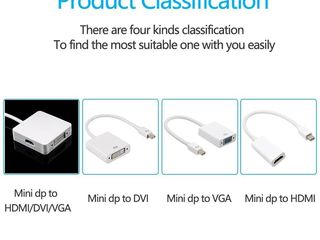 Адаптеры Minidiplay Port thunderbolt/DP(display port)to HDMI/ VGA/DVI/.RCA/ AV foto 3