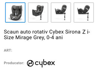 Cybex Sirona Z i-Size, от рождения до 4 лет+база с поворотом на 360. Отдельно или вместе foto 4