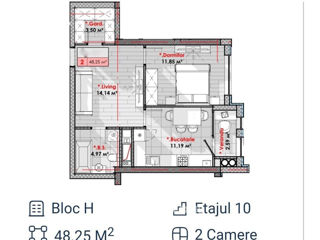 Apartament cu 1 cameră, 48 m², Râșcani, Chișinău foto 3