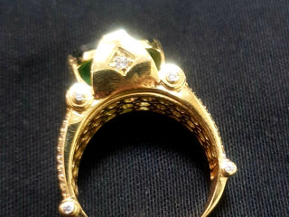 Золотой перстень с зелёным камнем (10,2 грам) foto 7