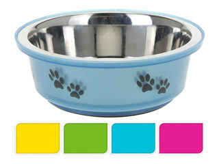 Castron Pentru Animale Pets 0.35L, 14Cm, Antiderapanta, Albastru, Inox foto 1
