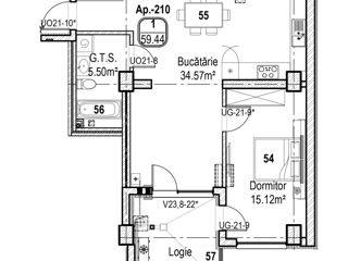 Apartament cu 1 cameră, 60 m², Râșcani, Chișinău