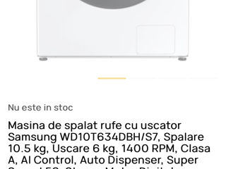 Mașină de spălat cu uscător Samsung WD10T634DBH/ S7 Full size/ 10.5 kg/ White foto 4