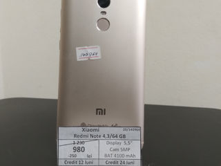 Xiaomi Redmi Note 4 3/64Gb, 980 lei