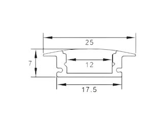 Mortar profil aluminiu (incorporat) 3 metri 25x7mmx3m pentru banda LED cu difuzor alb Descriere Prof foto 5