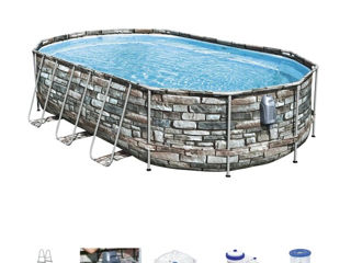 Bestway Piscina Power Steel Oval 610х366х122cm, 20241L, carcas metal foto 3