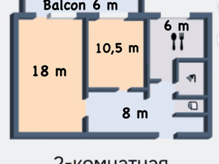 2-х комнатная квартира, 51 м², Рышкановка, Кишинёв