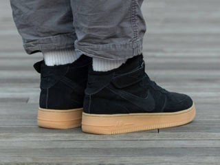 Nike Air Force 1 High Suede Black Gum cu blana / с мехом foto 10