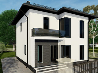 Casă de locuit individuală cu 2 niveluri / P+E / renovari / proiecte / stil modern / 94.04m2 / 3D