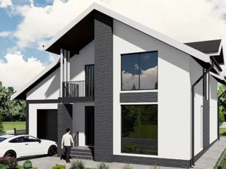 Casă de locuit individuală cu 2 niveluri / P+M / stil modern / 192.3m2 / proiecte / arhitecți / 3D foto 1