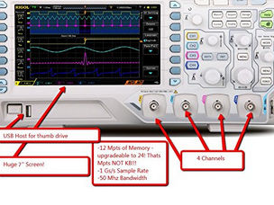 Осциллографы цифровые. Digital oscilloscop 2-4-6-8 Channels, 25- 50- 70-100-200MHz. foto 5