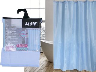 Шторка Для Душа 200X240Cm Msv Bubbles, Голуб, Полиэстер
