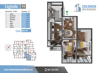 Apartament cu 2 camere, 66 m², Centru, Codru, Chișinău mun. foto 12
