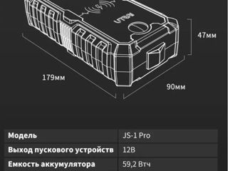 Пусковое устройство, бустер, джамп стартер UTRAI JS-1 PRO (пусковой ток 2500А, 12В) foto 9