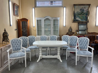 Masa alba cu 8 scaune,produs din lemn, Белый стол с 8 стульями, деревянное изделие, foto 11