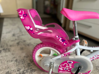 Bicicleta copii Dino Bikes 12' Little Heart alb si roz foto 4