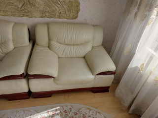 Set canapea + fotolii, din piele naturala (1+2) foto 3