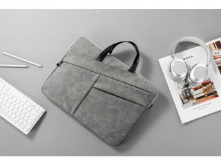 XO CB05 Geantă gri închis pentru laptop 15 inchi (material PU, material piele de oaie) foto 5