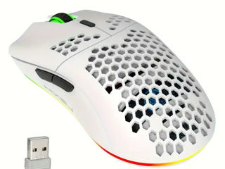 HXSJ Wireless Mouse, 2.4G Built-in, Rechargeable Battery, RGB Lighting Cellular Design, USB Plug