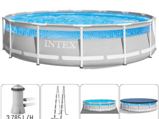 Intex piscină prism frame clearview 427x107cm, 12706l, cadru metalic