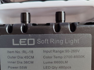 Lampa inelara RL-18  45 cm / Кольцевая лампа power 55W foto 4
