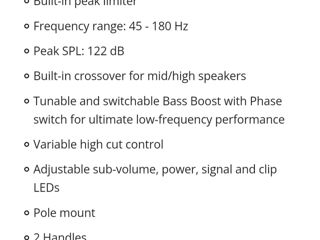Se vinde subwoofer activ Behringer B1200D Pro foto 2