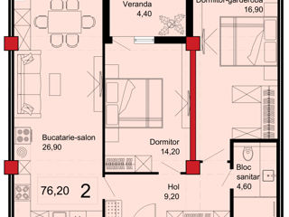 Apartament cu 2 camere, 76 m², Durlești, Chișinău foto 6