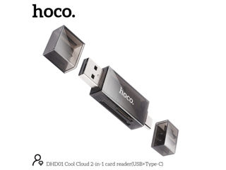 Cititor de carduri HOCO DHD01 Cool Cloud 2-în-1 (USB+Type-C) foto 5