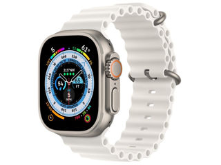 Apple Watch Ultra GPS + Cellular 49mm Titanium Case with White Ocean Band,  MNHF3