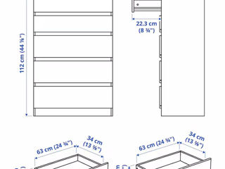 Comodă cu 5 sertare IKEA 70x112 - Livrare în toată Moldova! foto 2