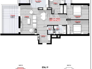 3-х комнатная квартира, 110 м², Буюканы, Кишинёв