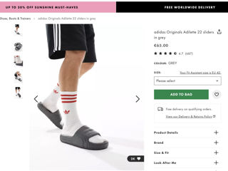 Adidas Originals Adilette 22 Sliders In Grey - Оригинал! foto 2