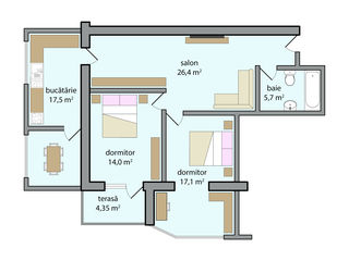 2 dormitoare + salon 86,6 m2 ( 520 euro/m2 ) foto 10