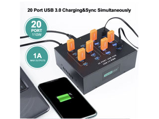 Sipolar A213P Industrial Super Speed 5Gbps 20 Ports Charger Hub USB3.0 & Data USB3.0 110W foto 6