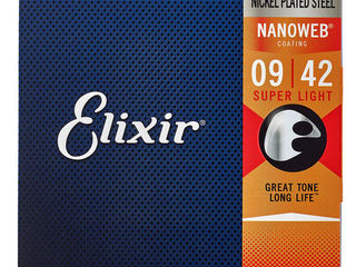 Струны для электрогитары Elixir Nanoweb Light, Super Light foto 2
