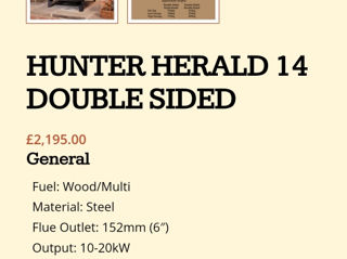 Дровяная печь Hunter Herald 14 двух сторонняя 12 КW. foto 2