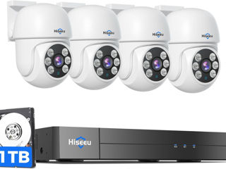 Hiseeu 8Channel 5MP Wifi CCTV NVR Kit 4 Camera Wireless Security System Auto Tracking PTZ Outdoor Wi