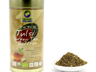 Зелёный чай с тулси и шафраном Tulsi Green Tea + Saffron от Organic Wellness foto 1