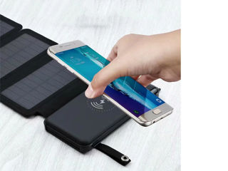 Солнечная панель 6 секций с Рower Bank-10000 mAh=USB с фонариком=беспроводной зарядки для мобильника foto 2