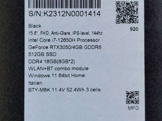 MSI GF63. i7-1265H RAM-16GB. SSD-512GB. RTX 3050-4Gb. Nou neactivat! foto 4