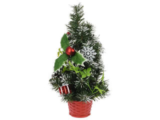 Suvenir "Brad Cu Decoratiuni In  Ghiveci Rosu" 30Cm