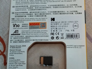 Карта памяти KODAK MicroSD,A1,V30,U3,128ГБ,Оригинал.Картридер,Адаптер USB-Type C foto 7