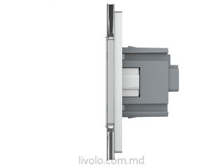 Сенсорный двухклавишный выключатель с розеткой, цвет серый foto 3