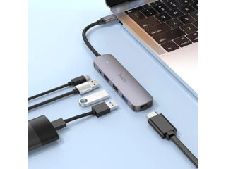 Convertor multifuncțional Hoco HB27 Type-C (HDTV+USB3.0+USB2.0*2+PD) foto 2